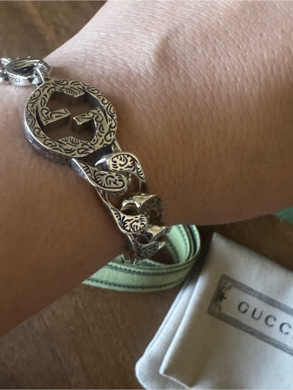 Gucci Silver-Tone Engraved Link Bracelet - Picture 4 of 12